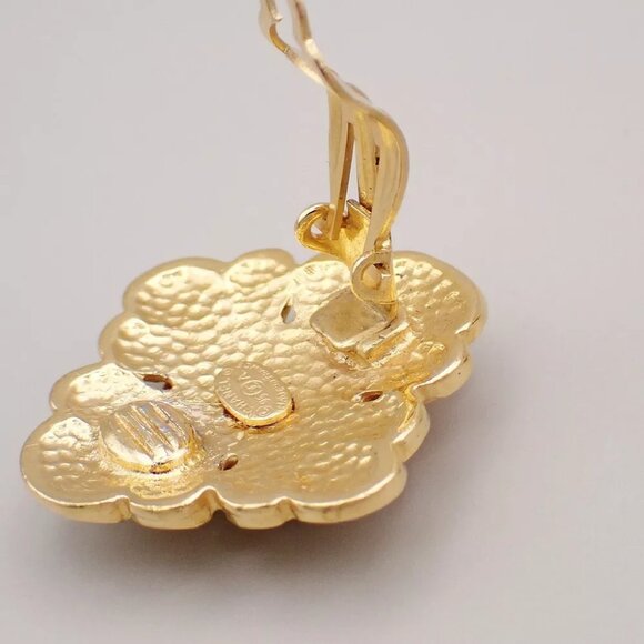 CHANEL CC Logo Button Earrings 95A Clip-On Diamond Shaped GHW Vintage 76YE687 - Picture 7 of 7